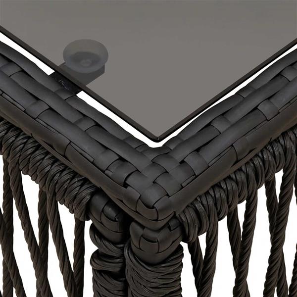 Grote foto vidaxl tuintafel zwart 55 x 55 x 37 cm pe rattan en glas tuin en terras tuinmeubelen