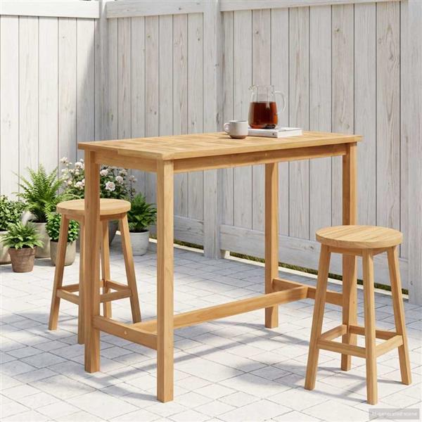 Grote foto vidaxl bartafel naturel 110 x 60 x 105 cm massief teakhout tuin en terras tuinmeubelen