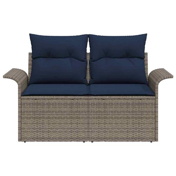 Grote foto vidaxl tuinbank met kussen met opslag 141 x 62 x 69 cm poly rattan tuin en terras tuinmeubelen