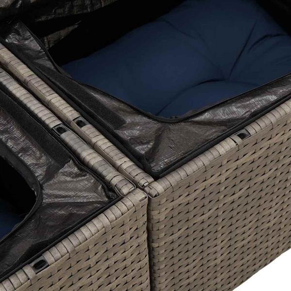 Grote foto vidaxl tuinbank met kussen met opslag 141 x 62 x 69 cm poly rattan tuin en terras tuinmeubelen