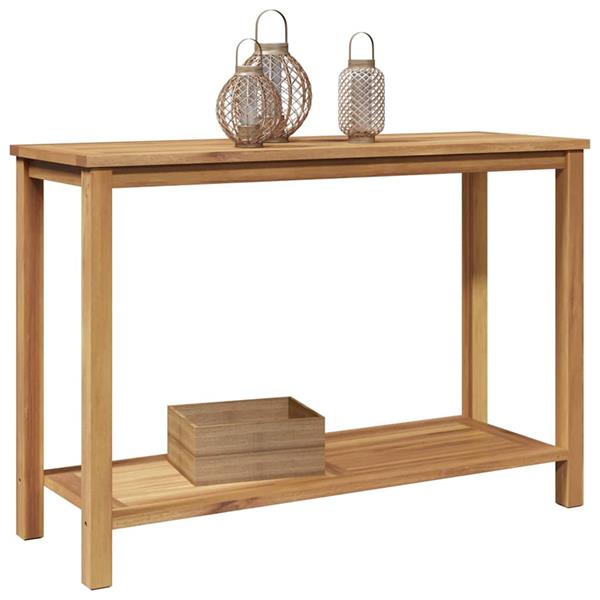Grote foto vidaxl wandtafel met opslag bruin 110 x 40 x 75 cm massief teakhout tuin en terras tuinmeubelen