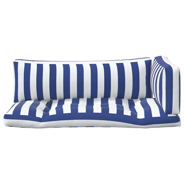 Grote foto vidaxl buiten kussen 3 pcs blauw en wit 103 x 58 x 10 cm stof huis en inrichting woningdecoratie