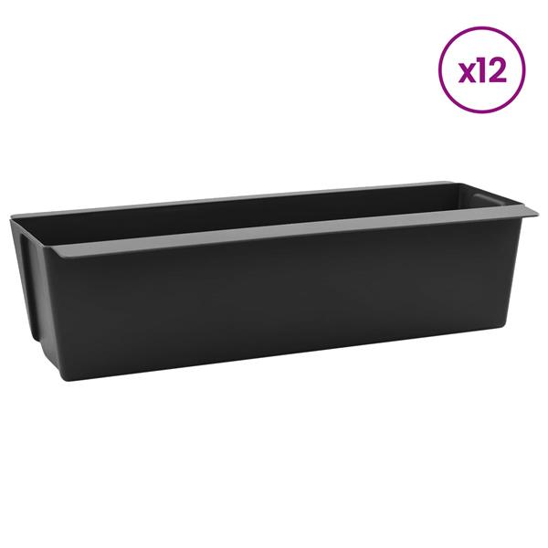 Grote foto vidaxl bloembakken voor euro pallets 12 pcs zwart 36 x 13 5 x 9 5 cm tuin en terras overige tuin en terras