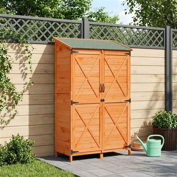 Grote foto vidaxl tuinschuur bruin 106 x 56 x 176 5 cm bewerkt hout tuin en terras tuinhuisjes en blokhutten