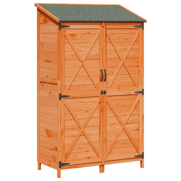 Grote foto vidaxl tuinschuur bruin 106 x 56 x 176 5 cm bewerkt hout tuin en terras tuinhuisjes en blokhutten