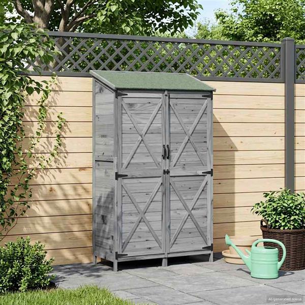 Grote foto vidaxl tuinschuur grijs 106 x 56 x 176 5 cm bewerkt hout tuin en terras tuinhuisjes en blokhutten