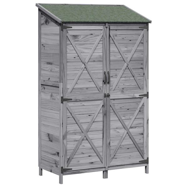 Grote foto vidaxl tuinschuur grijs 106 x 56 x 176 5 cm bewerkt hout tuin en terras tuinhuisjes en blokhutten