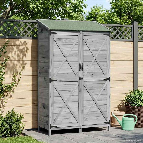 Grote foto vidaxl tuinschuur grijs 106 x 56 x 176 5 cm bewerkt hout tuin en terras tuinhuisjes en blokhutten