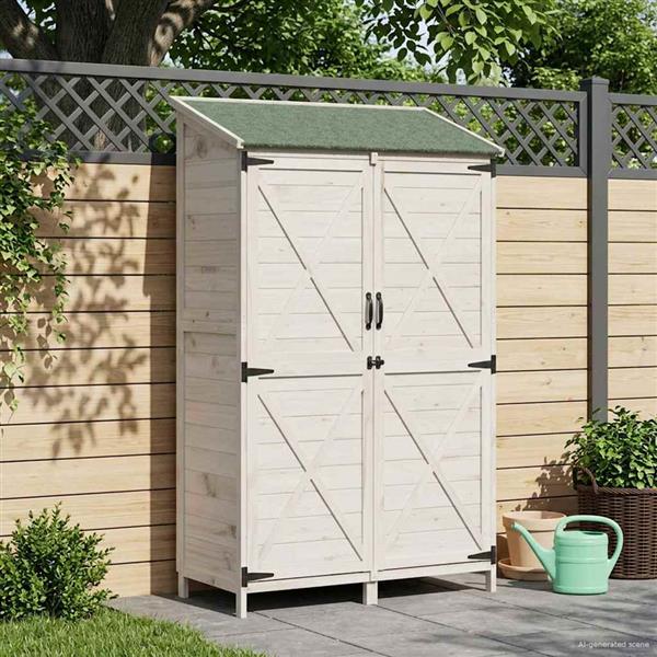 Grote foto vidaxl tuinschuur wit 106 x 56 x 176 5 cm bewerkt hout tuin en terras tuinhuisjes en blokhutten