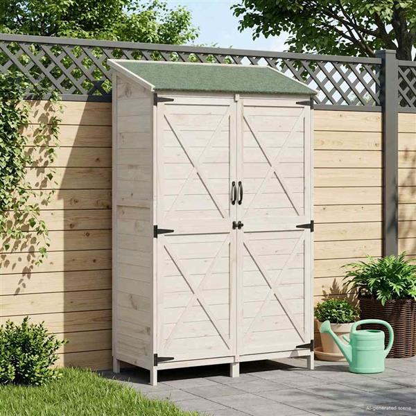 Grote foto vidaxl tuinschuur wit 106 x 56 x 176 5 cm bewerkt hout tuin en terras tuinhuisjes en blokhutten