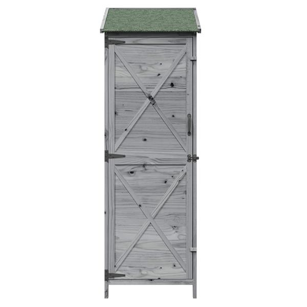 Grote foto vidaxl tuinschuur grijs 59 5 x 56 x 176 5 cm bewerkt hout tuin en terras tuinhuisjes en blokhutten