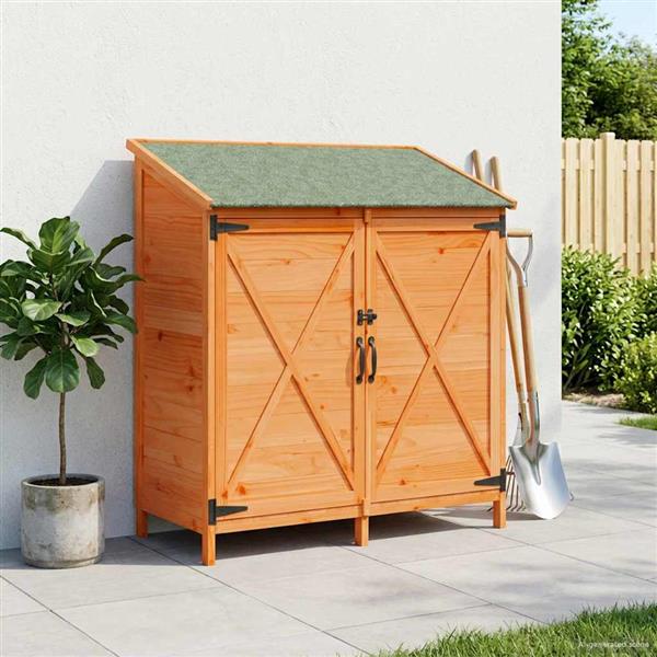 Grote foto vidaxl tuinschuur bruin 106 x 56 x 113 5 cm bewerkt hout tuin en terras tuinhuisjes en blokhutten