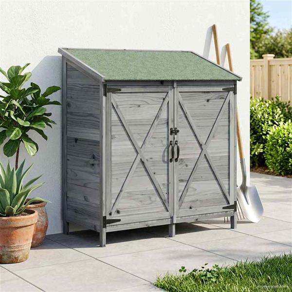 Grote foto vidaxl tuinschuur grijs 106 x 56 x 113 5 cm bewerkt hout tuin en terras tuinhuisjes en blokhutten