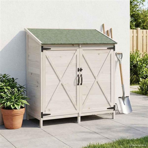 Grote foto vidaxl tuinschuur wit 106 x 56 x 113 5 cm bewerkt hout tuin en terras tuinhuisjes en blokhutten