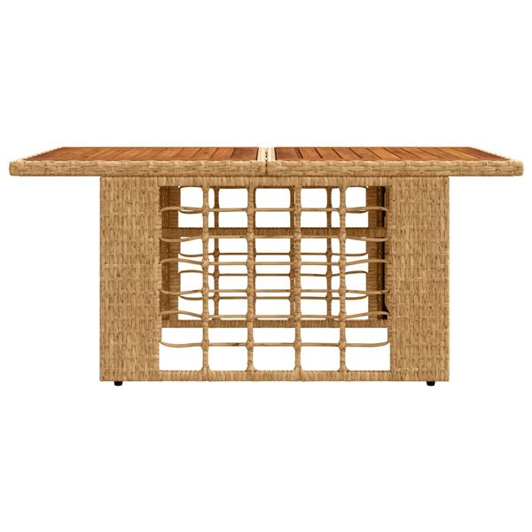 Grote foto vidaxl tuinstafel naturel 100 x 55 x 37 cm pe rattan en glas tuin en terras tuinmeubelen