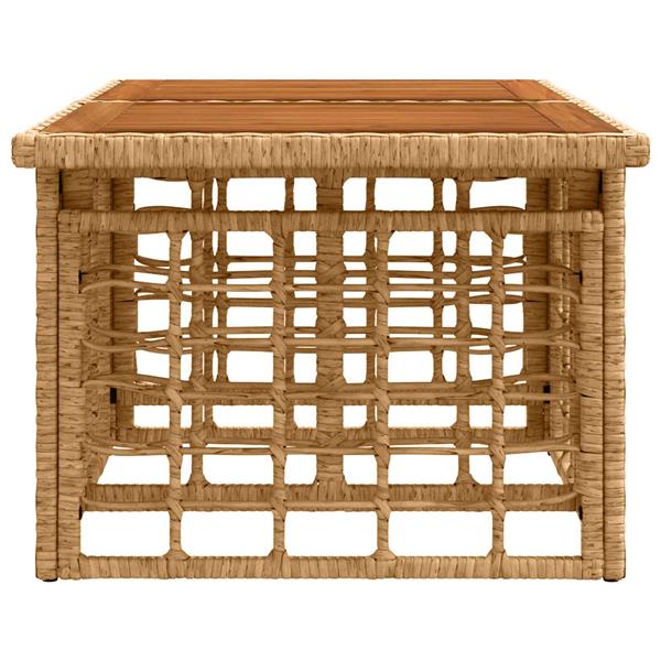 Grote foto vidaxl tuinstafel naturel 100 x 55 x 37 cm pe rattan en glas tuin en terras tuinmeubelen