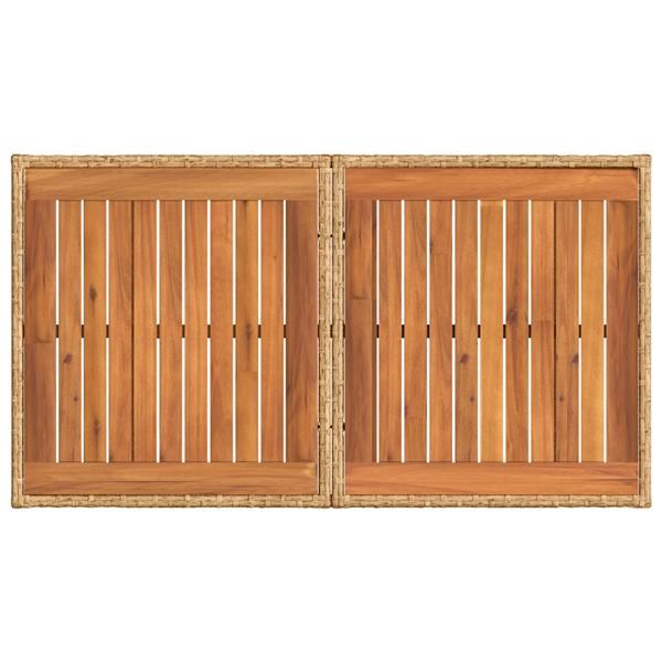 Grote foto vidaxl tuinstafel naturel 100 x 55 x 37 cm pe rattan en glas tuin en terras tuinmeubelen