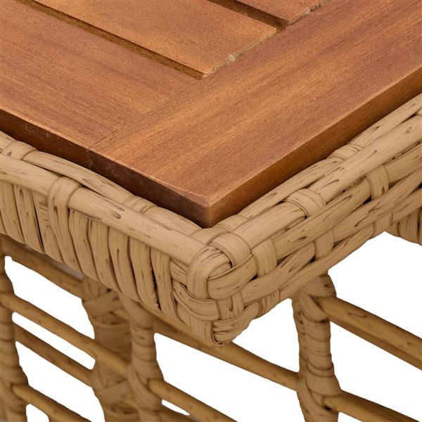 Grote foto vidaxl tuinstafel naturel 100 x 55 x 37 cm pe rattan en glas tuin en terras tuinmeubelen
