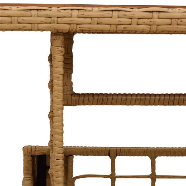Grote foto vidaxl tuinstafel naturel 100 x 55 x 37 cm pe rattan en glas tuin en terras tuinmeubelen