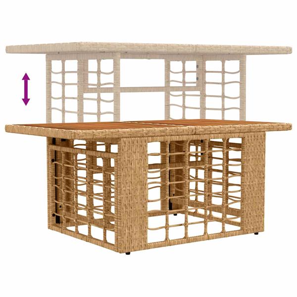 Grote foto vidaxl tuinstafel naturel 100 x 55 x 37 cm pe rattan en glas tuin en terras tuinmeubelen