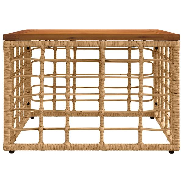 Grote foto vidaxl tuinstafel naturel 55 x 55 x 37 cm pe rattan en glas tuin en terras tuinmeubelen