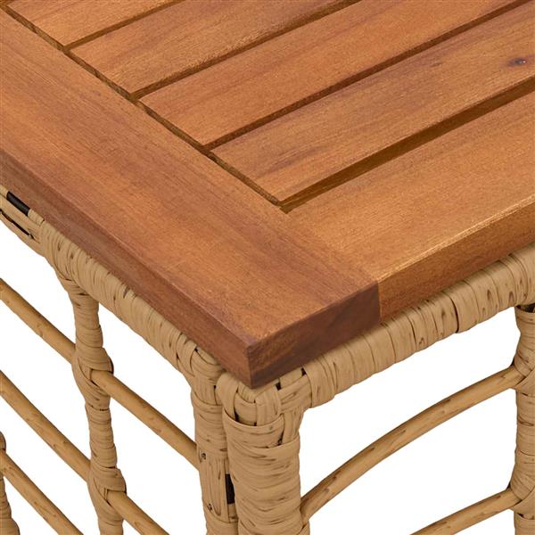 Grote foto vidaxl tuinstafel naturel 55 x 55 x 37 cm pe rattan en glas tuin en terras tuinmeubelen