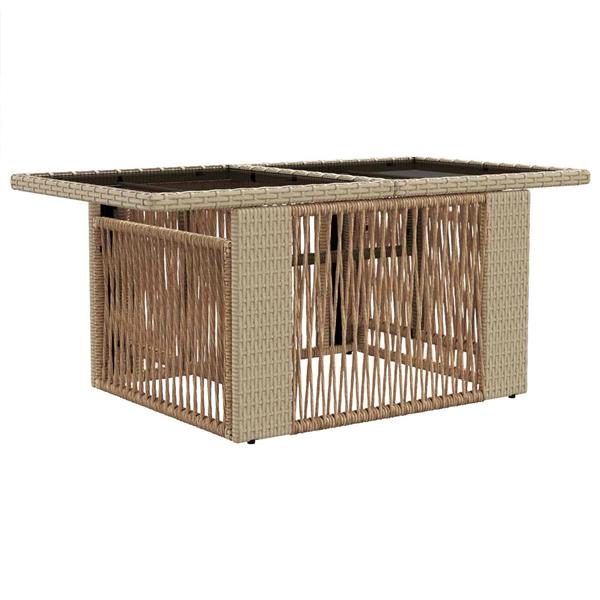 Grote foto vidaxl tuinstafel beige 100 x 55 x 37 cm pe rattan en glas tuin en terras tuinmeubelen