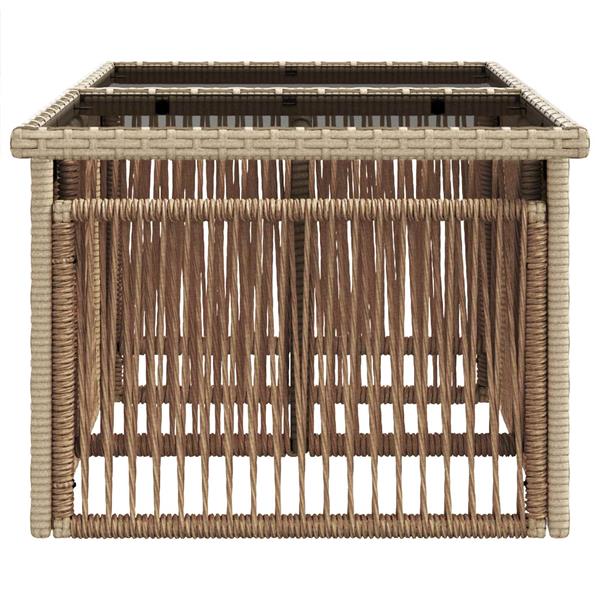 Grote foto vidaxl tuinstafel beige 100 x 55 x 37 cm pe rattan en glas tuin en terras tuinmeubelen