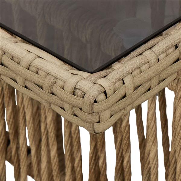 Grote foto vidaxl tuinstafel beige 100 x 55 x 37 cm pe rattan en glas tuin en terras tuinmeubelen