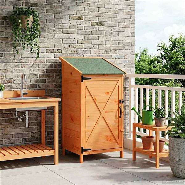Grote foto vidaxl tuinschuur bruin 59 5 x 56 x 113 5 cm bewerkt hout tuin en terras tuinhuisjes en blokhutten