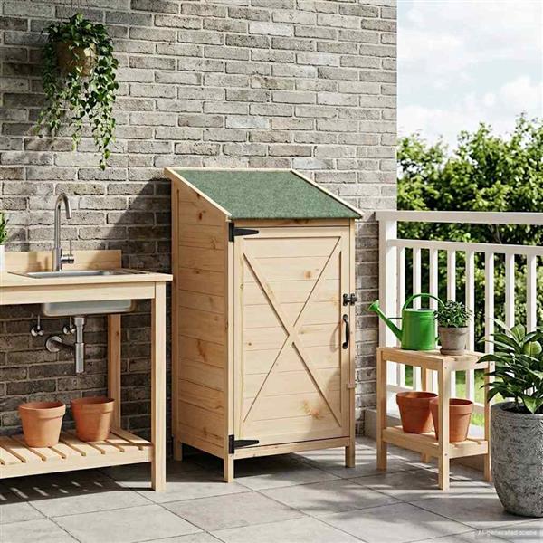 Grote foto vidaxl tuinschuur naturel 59 5 x 56 x 113 5 cm bewerkt hout tuin en terras tuinhuisjes en blokhutten