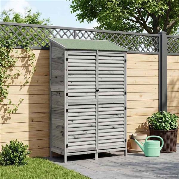 Grote foto vidaxl tuinschuur grijs 106 x 56 x 176 5 cm massief vurenhout tuin en terras tuinhuisjes en blokhutten
