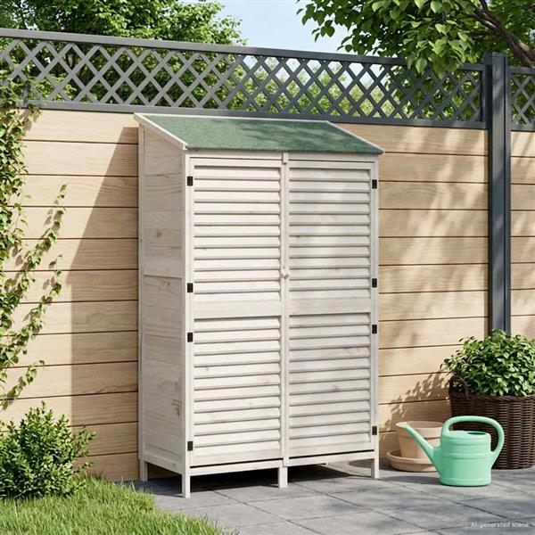 Grote foto vidaxl tuinschuur wit 106 x 56 x 176 5 cm massief vurenhout tuin en terras tuinhuisjes en blokhutten
