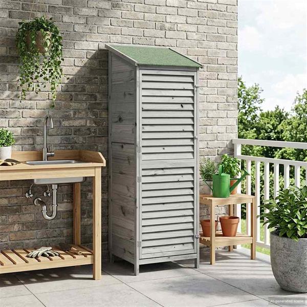 Grote foto vidaxl tuinschuur grijs 59 x 56 x 176 cm massief vurenhout tuin en terras tuinhuisjes en blokhutten
