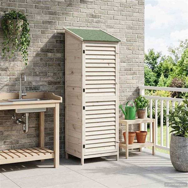 Grote foto vidaxl tuinschuur wit 59 x 56 x 176 cm massief vurenhout tuin en terras tuinhuisjes en blokhutten