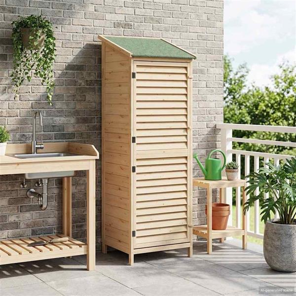 Grote foto vidaxl tuinschuur naturel 59 x 56 x 176 cm massief vurenhout tuin en terras tuinhuisjes en blokhutten