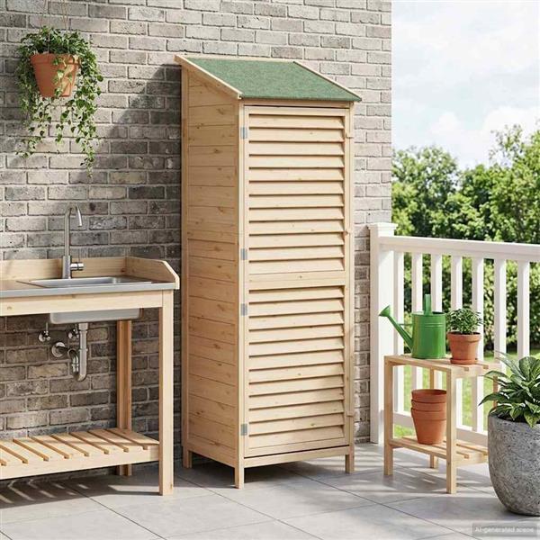 Grote foto vidaxl tuinschuur naturel 59 x 56 x 176 cm massief vurenhout tuin en terras tuinhuisjes en blokhutten