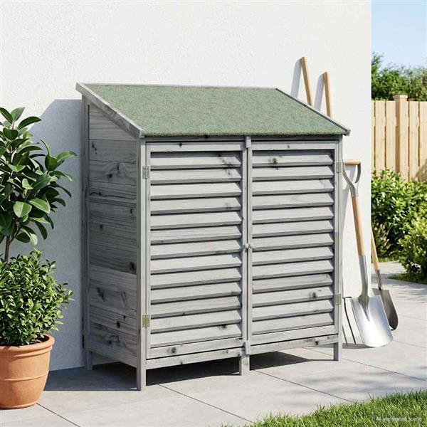 Grote foto vidaxl tuinschuur grijs 106 x 56 x 113 5 cm massief vurenhout tuin en terras tuinhuisjes en blokhutten