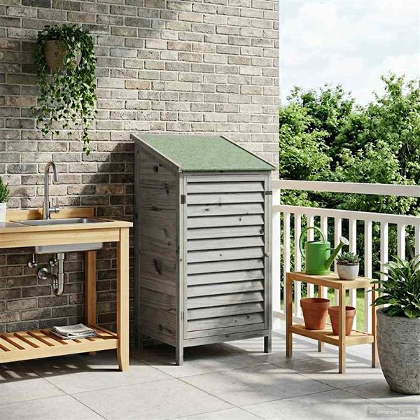 Grote foto vidaxl tuinschuur grijs 59 x 56 x 113 5 cm massief vurenhout tuin en terras tuinhuisjes en blokhutten