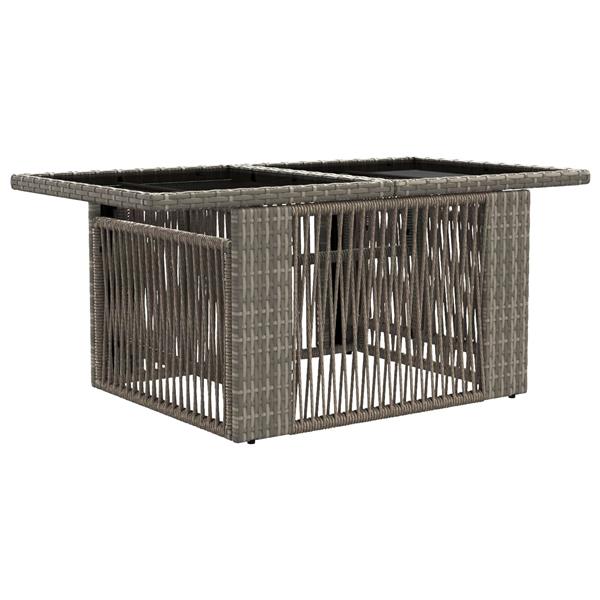 Grote foto vidaxl tuinstafel grijs 100 x 55 x 37 cm pe rattan en glas tuin en terras tuinmeubelen