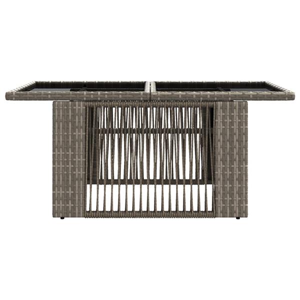 Grote foto vidaxl tuinstafel grijs 100 x 55 x 37 cm pe rattan en glas tuin en terras tuinmeubelen