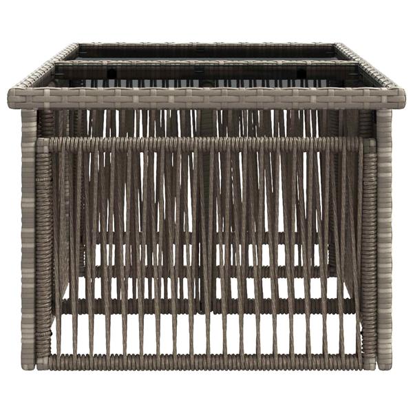 Grote foto vidaxl tuinstafel grijs 100 x 55 x 37 cm pe rattan en glas tuin en terras tuinmeubelen