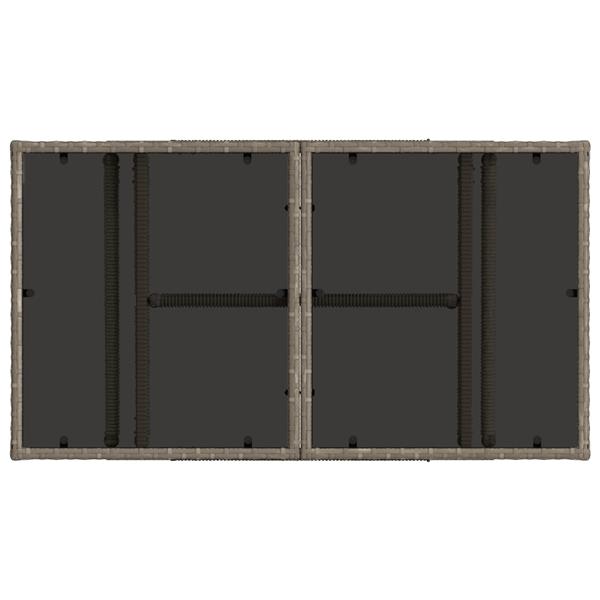 Grote foto vidaxl tuinstafel grijs 100 x 55 x 37 cm pe rattan en glas tuin en terras tuinmeubelen