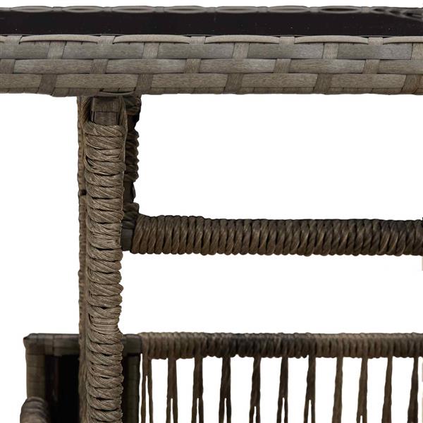 Grote foto vidaxl tuinstafel grijs 100 x 55 x 37 cm pe rattan en glas tuin en terras tuinmeubelen