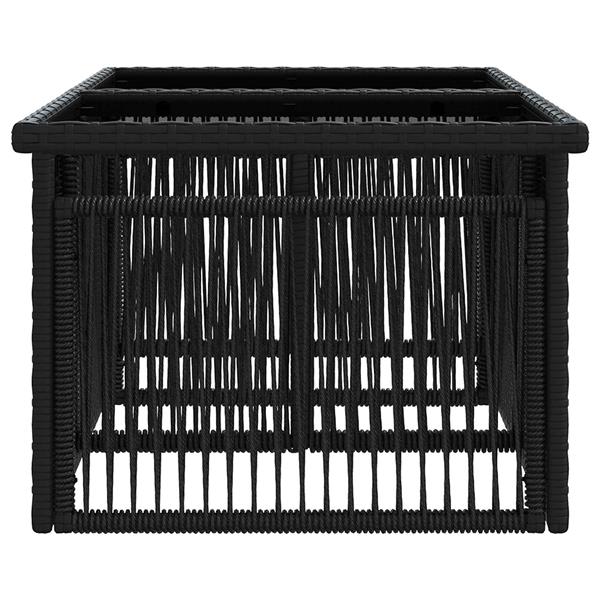 Grote foto vidaxl tuinstafel zwart 100 x 55 x 37 cm pe rattan en glas tuin en terras tuinmeubelen