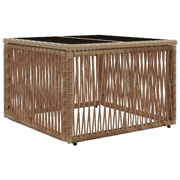 Grote foto vidaxl tuinstafel beige en zwart 55 x 55 x 37 cm pe rattan en glas tuin en terras tuinmeubelen