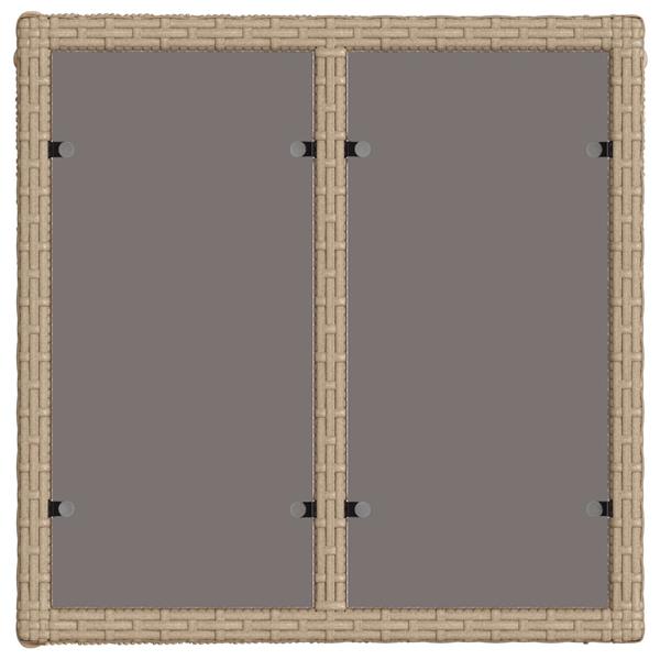Grote foto vidaxl tuinstafel beige en zwart 55 x 55 x 37 cm pe rattan en glas tuin en terras tuinmeubelen