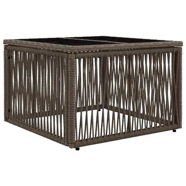 Grote foto vidaxl tuinstafel grijs en zwart 55 x 55 x 37 cm pe rattan en glas tuin en terras tuinmeubelen