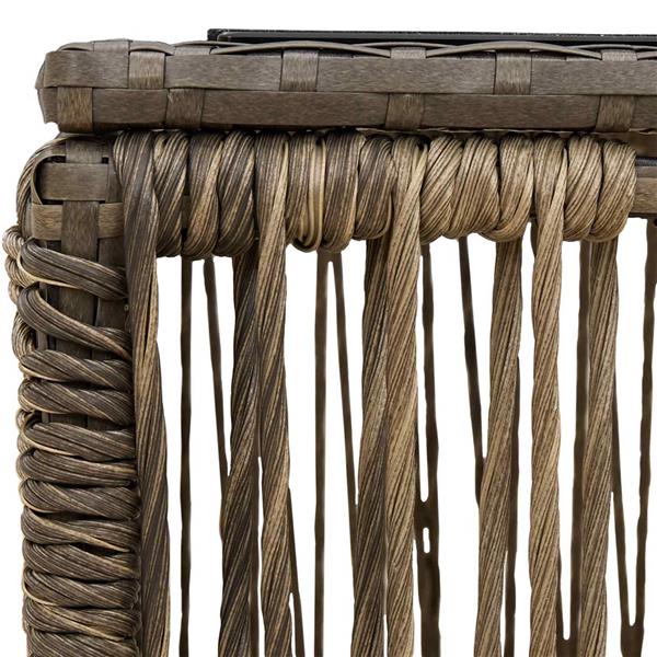 Grote foto vidaxl tuinstafel grijs en zwart 55 x 55 x 37 cm pe rattan en glas tuin en terras tuinmeubelen