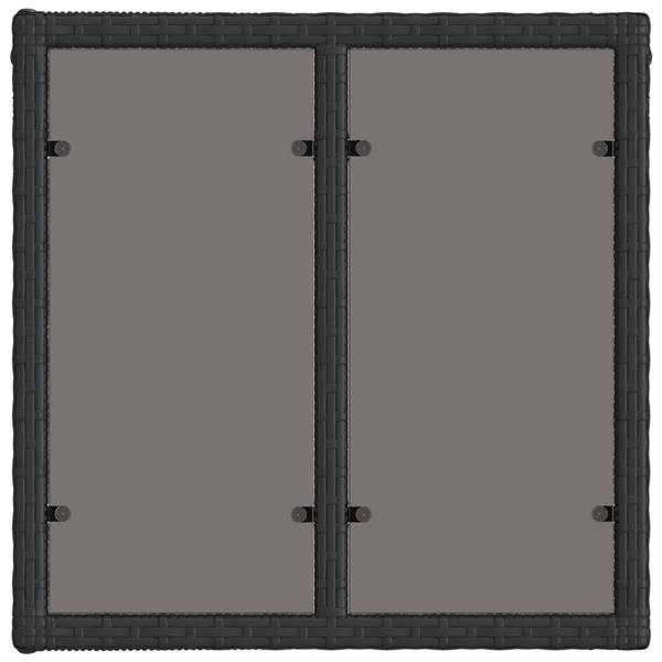 Grote foto vidaxl tuintafel zwart 55 x 55 x 37 cm pe rattan en glas tuin en terras tuinmeubelen